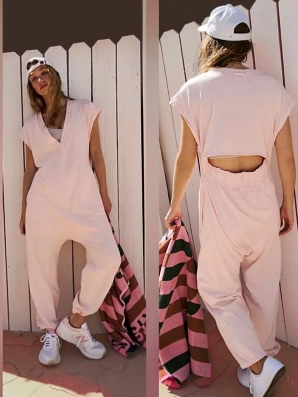 Free People Movement Hot Shot V-Neck One Piece Playsuit Cut-Out Back Women's XS